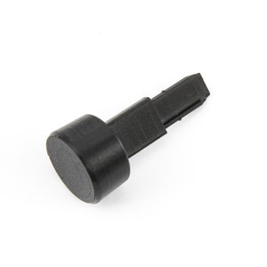 May include: Black plastic furniture leg tip with a round base and a flat top.