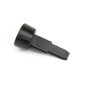 May include: A black plastic pin with a rounded head and a pointed tip.