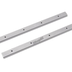 May include: Two silver metal strips with rounded edges and several holes. The text "3DLogoGZ" is printed on one of the strips. The strips are parallel to each other. Each strip is a rectangular shape.