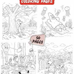 Retro Cartoon Coloring Pages Printable PDF - 50 Nostalgic 90s Style Illustrations | Kids Teens Adults Coloring Book Instant Download image 3