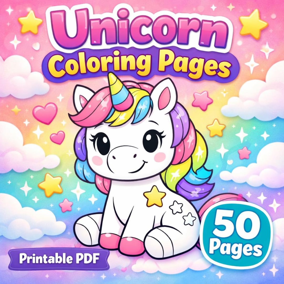 Unicorn Coloring Pages Printable PDF — 50 Magical Designs | Kids Girls ...