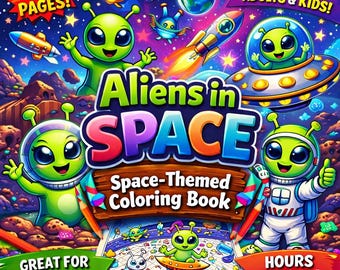 Disegni da colorare di alieni spaziali stampabili — 47 illustrazioni di fantascienza per bambini e adulti / PDF
