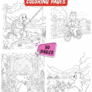 Retro Cartoon Coloring Pages Printable PDF - 50 Nostalgic 90s Style Illustrations | Kids Teens Adults Coloring Book Instant Download image 4