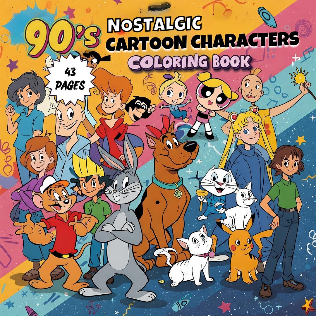 Nostalgic 90s Cartoons: 43 Unique Coloring Pages for Kids, Teens ...