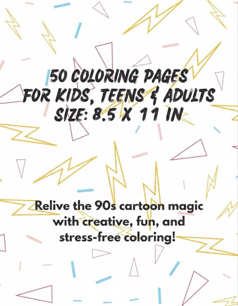 Retro Cartoon Coloring Pages Printable PDF - 50 Nostalgic 90s Style Illustrations | Kids Teens Adults Coloring Book Instant Download image 8