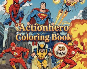 Coloring Pages Printable PDF — 50 Action Hero Comic Designs | Kids Teens Adults Instant Download