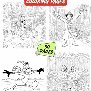 Retro Cartoon Coloring Pages Printable PDF - 50 Nostalgic 90s Style Illustrations | Kids Teens Adults Coloring Book Instant Download image 5