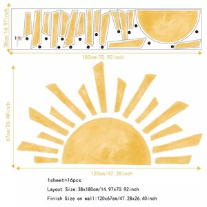 Boho Wandaufkleber Sonne für Kinder Große aufgehende Sonne Kinderzimmer Wandaufkleber Schlafzimmer Dekoration für Mädchen und Jungen Bild 4
