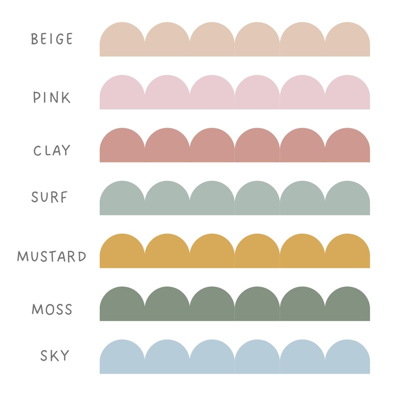 Scalloped Wall Decals • Fabric Wall Border for Nursery • Eco-Friendly Removable Wall Stickers • Modern Kids Room Decor in Multiple Colors image 4