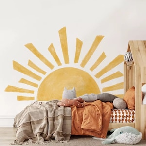 Boho Sun Wall Sticker for Kids •  Large Rising Sun Nursery Wall Decal • Bedroom Decor for Girls and Boys