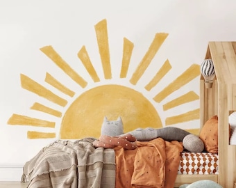Boho Sun Wall Sticker for Kids •  Large Rising Sun Nursery Wall Decal • Bedroom Decor for Girls and Boys