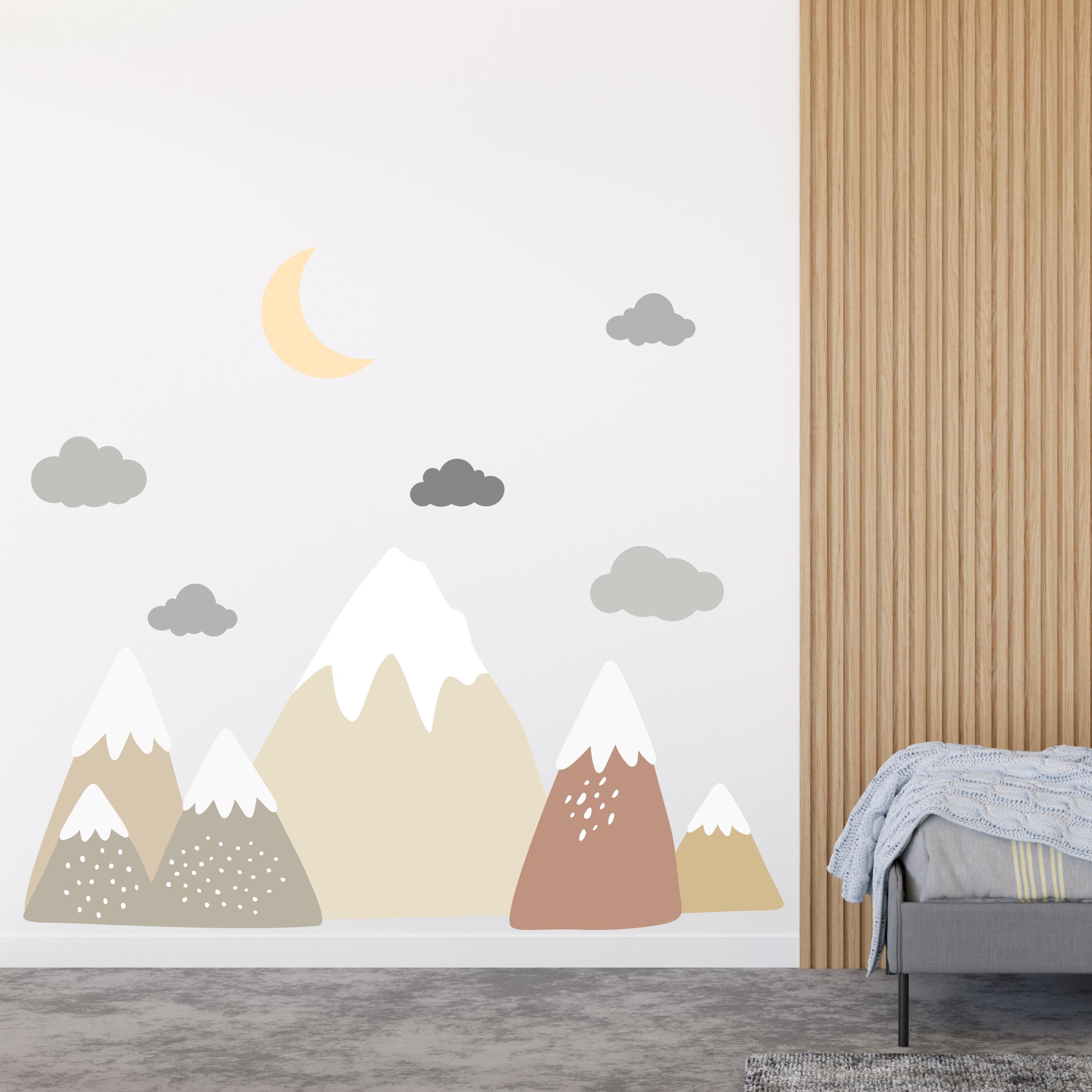 Stickers muraux enfants - Décoration chambre bébé - Autocollant Sticker mural géant enfant montagnes scandinaves ROCKA - 80x120cm