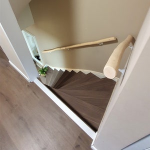 Tree trunk stair railing - naturally straight