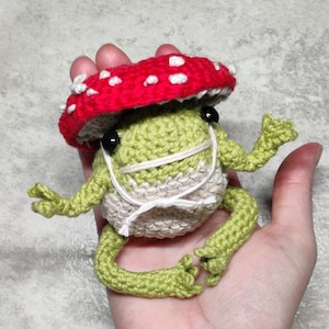 Crochet frog pattern, Mushroom frog crochet pattern, frog with mushroom hat crochet pattern