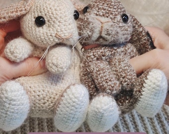 Crochet Baby Bunny Pattern: Amigurumi Plushie in Hat and Overalls (PDF Pattern)