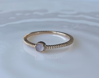 Thin women's ring - thin gold-plated ring - pink quartz ring