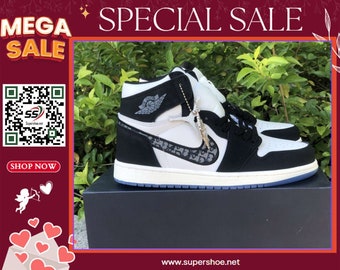 Air Jordan 1 Di--or Retro High Black CN6607-001 | Christmas Gift Sneakers | Custom Air Jordan 1