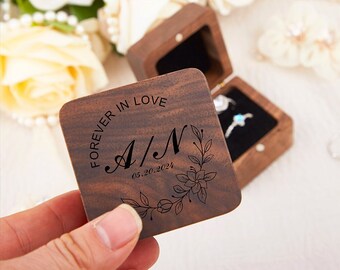 Custom Wooden Wedding Ceremony Ring Box,Personalization Wedding Engagement Ring Box,Proposal Ring Box,Ring Bearer Box,Engraved Ring Box