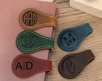 Personalized Leather Magnetic Bookmarks, Custom Name Leather Bookmark, Handmade Bookmark, Birthday Gift for Him,Fathers Day Gifts,Graduation