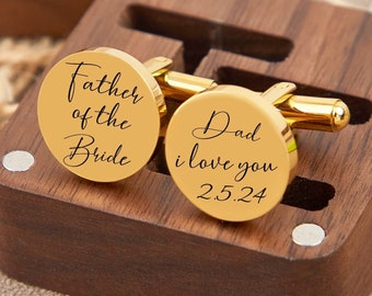 Father of The Bride,Personalized Men Cufflinks,Engraving Cufflinks,Wedding Gifts for Dad,Father's Day Gifts,Gifts for Him,Birthday Gifts