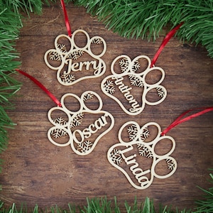 Dog Name Sign,Room Decor,Personalized Dog Paws Ornament,Personalized Wooden Ornament,Personalized Dog Ornament with name,Gift For Dog image 2