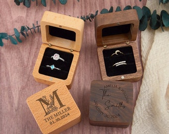 Proposal Ring Box Holder, Custom Wood Wedding & Engagement Ring Box, Personalized Engraved Wooden Ring Box, Wedding Ring Bearer,Wood Box