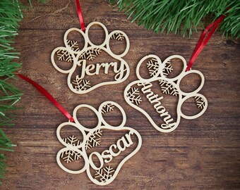 Dog Name Sign,Room Decor,Personalized Dog Paws Ornament,Personalized Wooden Ornament,Personalized Dog Ornament with name,Gift For Dog
