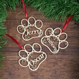 Dog Name Sign,Room Decor,Personalized Dog Paws Ornament,Personalized Wooden Ornament,Personalized Dog Ornament with name,Gift For Dog image 1