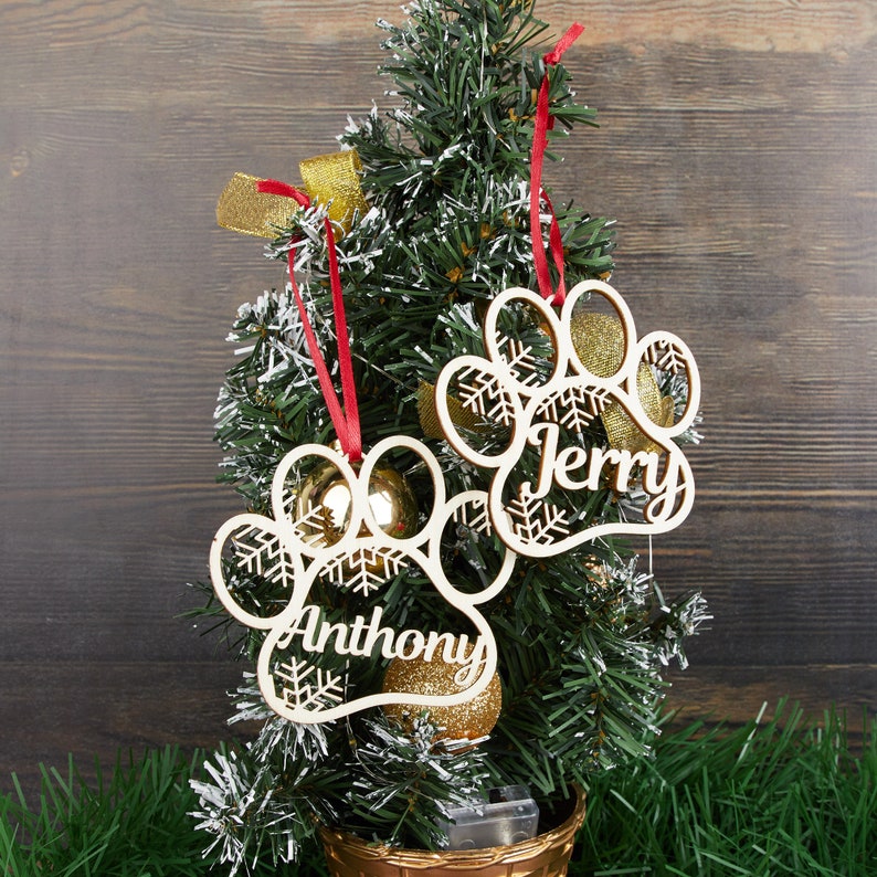 Dog Name Sign,Room Decor,Personalized Dog Paws Ornament,Personalized Wooden Ornament,Personalized Dog Ornament with name,Gift For Dog image 5