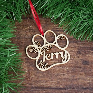 Dog Name Sign,Room Decor,Personalized Dog Paws Ornament,Personalized Wooden Ornament,Personalized Dog Ornament with name,Gift For Dog image 3