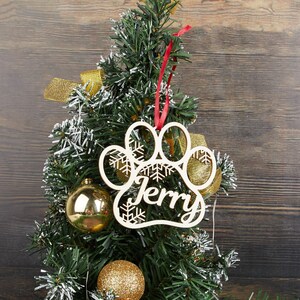Dog Name Sign,Room Decor,Personalized Dog Paws Ornament,Personalized Wooden Ornament,Personalized Dog Ornament with name,Gift For Dog zdjęcie 6