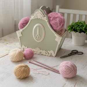 Storage basket, knitting box, knitting needles, knitting thread, storage box for knitting, knitting basket