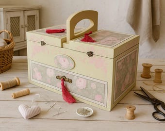 Large sewing dresser, sewing/knitting needles box, wooden sewing dresser, needles box, wood sewing box, dresser for needles, sewing machine