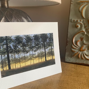 Stampa giclée di Pine Tree Sunrise 8x6 di acquerello originale