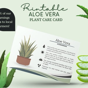 Aloe Vera Pflege Karte, druckbare Aloe Vera Karte, Acemannan