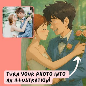 Custom Studio Ghibli Style Portrait - Anime Illustration vom Foto | Personalisiertes Paar, Familie oder Haustier Kunst | Digital Download Geschenk
