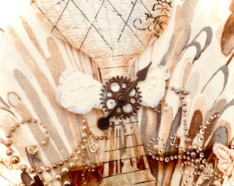 the phoenix lifting off - interactive mixed-media canvas collage art