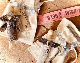 wishing dolls of clothespins, fabric and wings