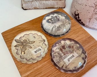 queen bee collage paperweights