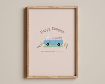 A4 DIGITAL CUSTOMISABLE Canva Wall Art - Campervan Art Print (colour NUDE) - Children’s Prints - Children’s Wall Art - Nursery Wall Art