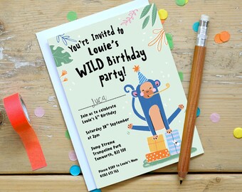 Editable CANVA DIGITAL DOWNLOAD - Children's Jungle Party Invitation - Personalised Children’s Stationery