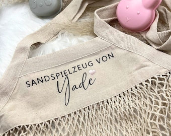 Sandkasten Beutel | Sandkasten Tasche | Personalisierte Sandspielzeugtasche | Strandspielzeug | Netztasche | Geschenkidee für Kinder | Sand