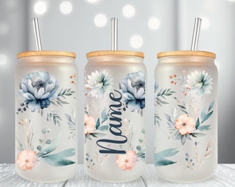 Glas Personalisiert / Glas mit Name / Glas mit Deckel und Strohhalm / Trinkglas mit Deckel / Trinkgefäß mit Deckel / Eiskaffee Gläser