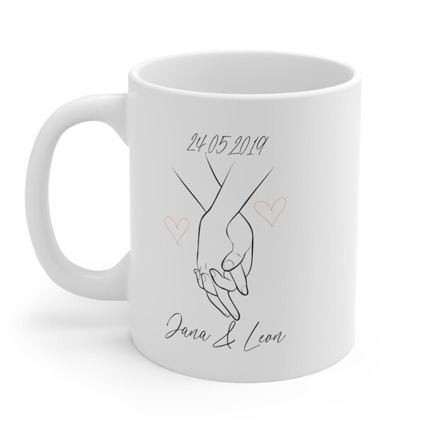 Tasse Personalisiert / Tasse mit Name / Valentinstags Geschenk / Tasse Paar / Tasse Line Art / Tasse Pärchen / Geschenk Freundin / Jahrestag