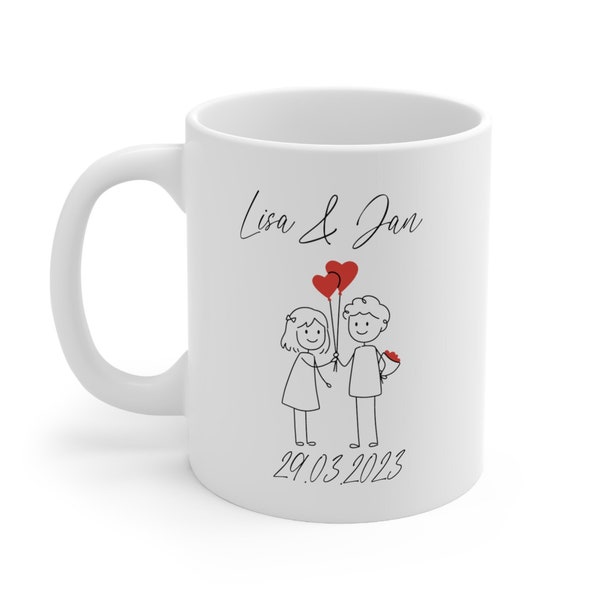 Tasse Personalisiert / Tasse mit Name / Valentinstags Geschenk / Tasse Paar / Tasse Line Art / Tasse Pärchen / Geschenk Freundin / Jahrestag