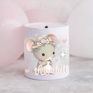 Spardose mit Name / Spardose Kind / Spardose Personalisiert / Spardose Maus / Geldgeschenk Kind / Geschenk zur Geburt / Spardose Keramik