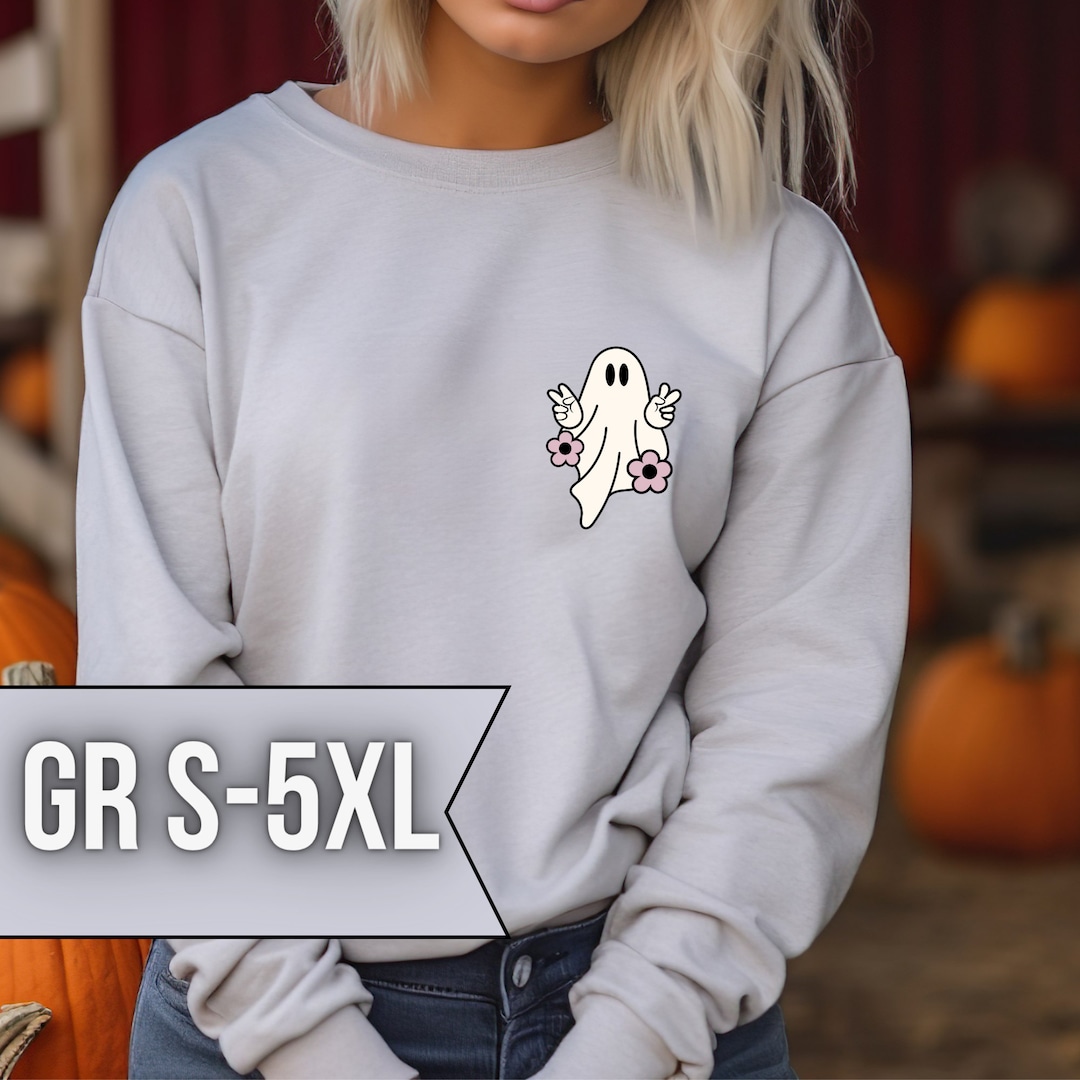Halloween Sweatshirt Damen Geister Design - Grusel Pullover Langarm Kürbis