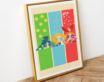 Powerpuff Girls, INSTANT DOWNLOAD, 90s Cartoons, Female Decor, Nursery, Kids Decor, Blossoms, Bubbles, Buttercup, digital print, cartoons,