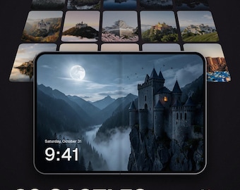 iPhone Duo Wallpaper Pack, 20 Castle Wallpapers, Galaxy Z Fold8 Foldable Phone Background, Halloween Gothic Dark Castle Lock Screen