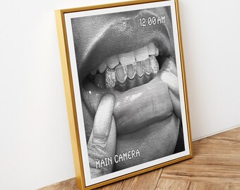 Black women, INSTANT DOWNLOAD, sex decor, digital download, sexy lips, lip gloss, black and white photos, grillz jewelry, Printable, Grillz
